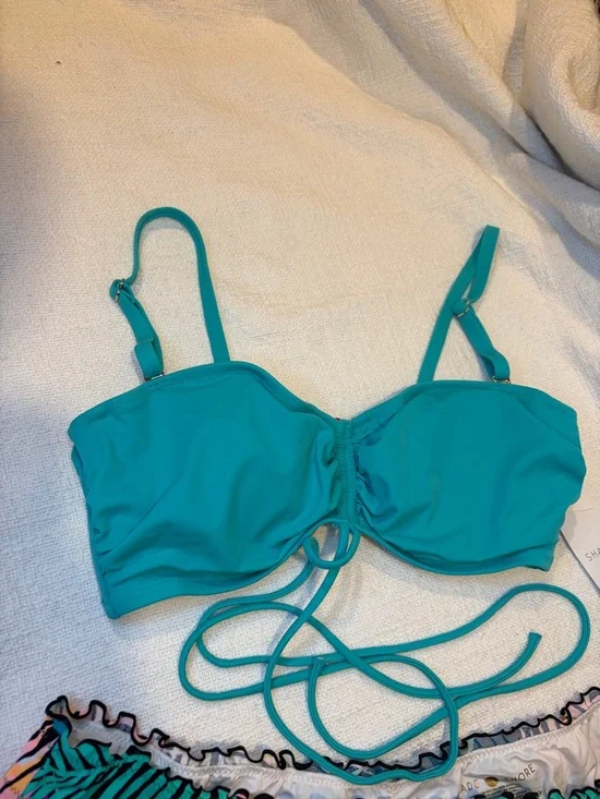 Shade & Shore Strappy Bandeau Top w/ adj straps & Ruffle Print Bottom - NWT - Picture 2 of 8